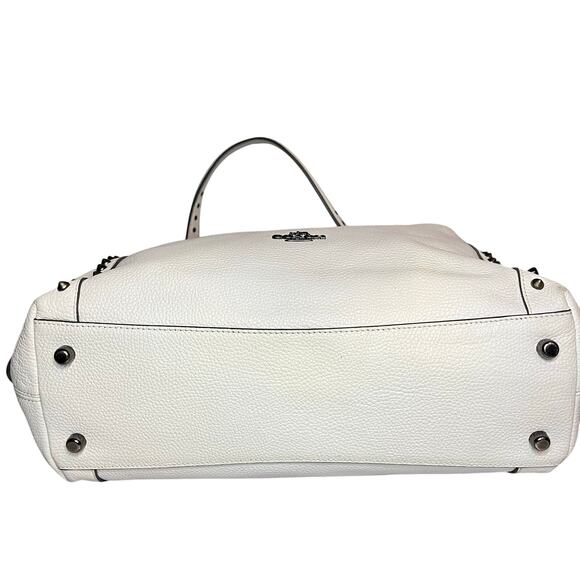 Coach Edie 31 Shoulder Bag – Chalk Pebbled Leather Silver & Gold Rivets /Dustbag - Picture 6 of 16